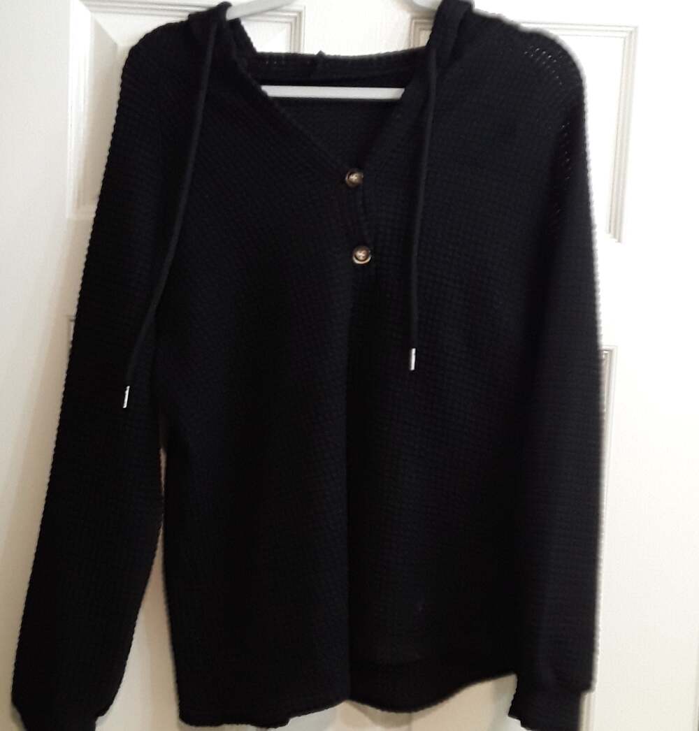 Half Button Up Drawstring Hoodie - image 1